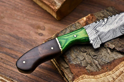 HS-677 Custom Handmade Damascus Steel Skinner Knife - Beautiful Hard Wood Handle