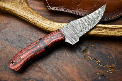 HS-596 Handmade Damascus Skinning Blade Camping Full Tang Knife