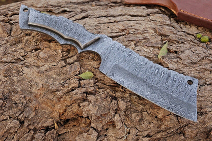 HS-473 Custom Handmade Damascus Hunting Knife With Damascus Handle