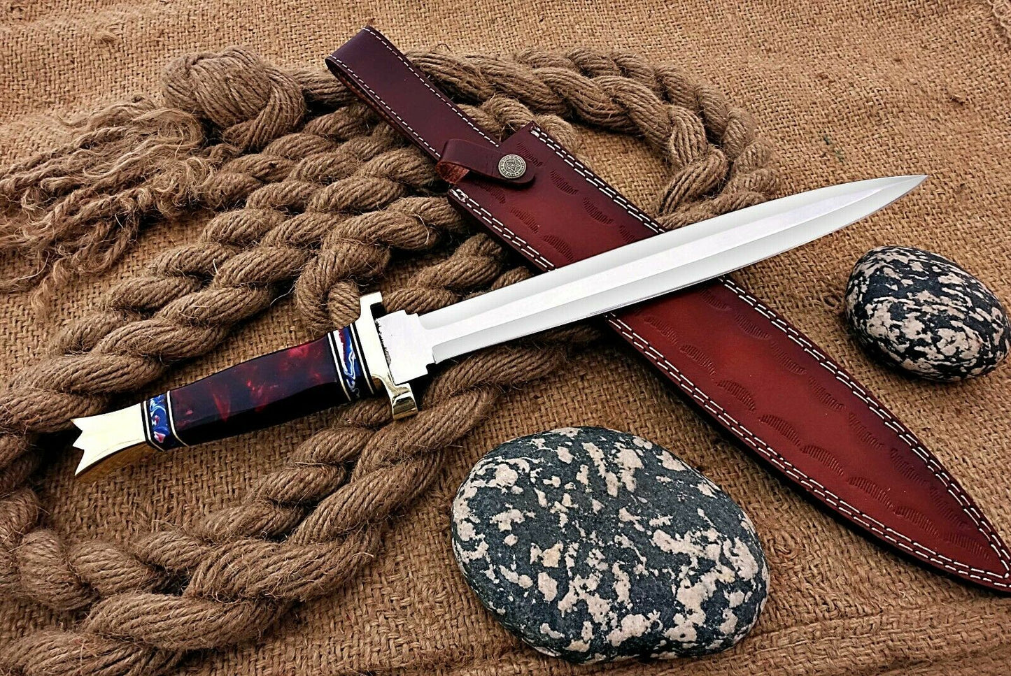 HS-1101 | Custom Handmade Steel D2 Fighter Hunting Combat Mini Sword knife With Resin Handle