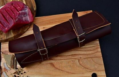 HS-150 HAND FORGED DAMASCUS STEEL CHEF KITCHEN KNIFE SET WITH WOOD HANDLE + SHEATH
