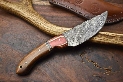 HS-598 Handmade Damascus Skinning Blade Camping Full Tang Knife
