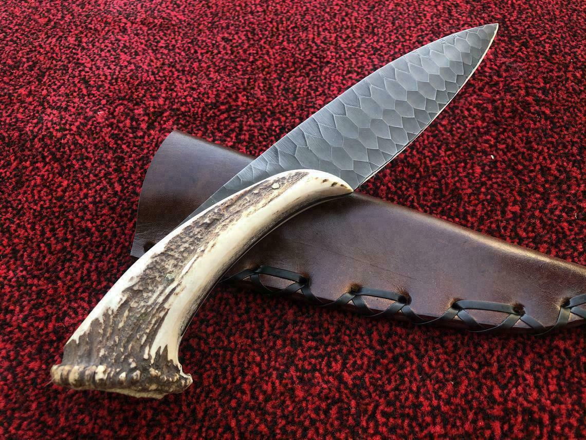Premium hand forged straight knife with balanced grip and high carbon steel blade