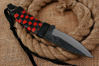 HS-756 Custom Hand Forged Railroad Steel Skinner Knife 8.0 inch Overall And Leather Cord Handle