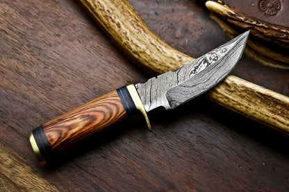 HS-717 Custom Handmade Awesome Wood Handle Damascus Steel Skinner Knife - Best Price