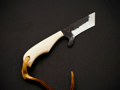 HS-957 Carbon Steel Cowboy Bull Cutter Knife – Handmade, Belt Carry, 6 Inch