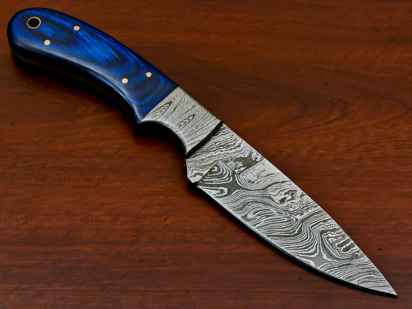 HS-376 '' HAND MADE DAMASCUS BLADE SKINNING HUNTING KNIFE - FULL TANG - PAKKA WOOD