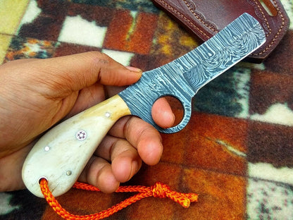 HS-990 HANDMADE COWBOY KNIFE 8" DAMASCUS BULL CUTTER KNIFE
