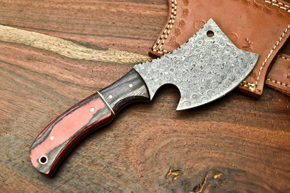 HS-1052 Handmade Damascus Mini Axe Blade Camping Full Tang Axe For Sale