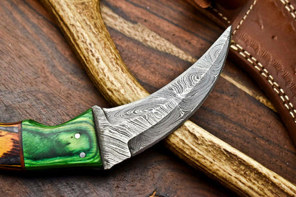 HS-895 Handmade Damascus Hunting Blade Karambit Full Tang Knife
