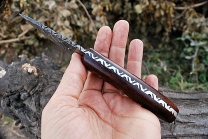HS-560  8" Custom Hand Forged Damascus Steel Drop Point Blade Hunting Knife