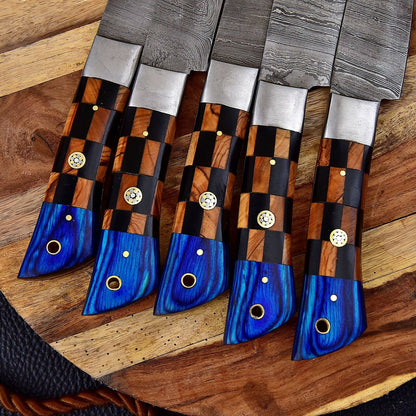 HS-134 '' Custom Handmade HAND FORGED DAMASCUS STEEL CHEF KNIFE Set Kitchen Knives