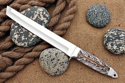 HS-1098 | Custom Handmade Steel D2 Fighter Hunting Combat Mini Tanto Blade Sword knife With Resin Handle