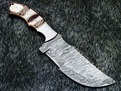 HS-918 '' Custom Hand Forged Damascus Steel 10" Tracker Hunting Knife BONE Handle