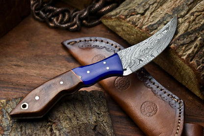HS-655 Custom Handmade Damascus Hunting Skinning Blade Hunter Camping Full Tang Knife
