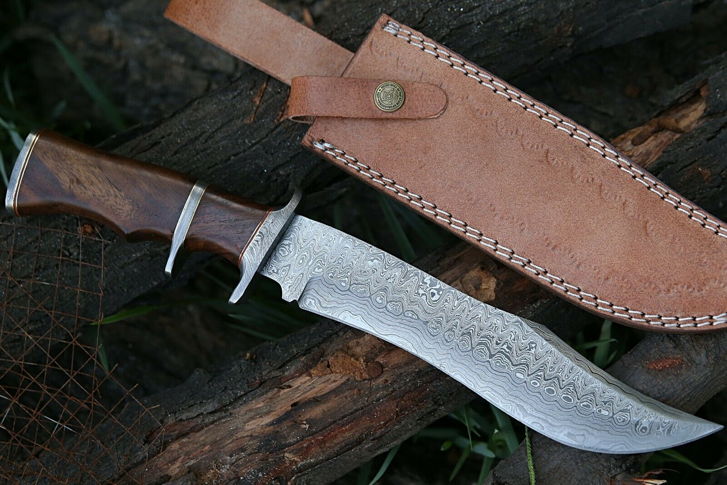 HS-304 CUSTOM 14'' DAMASCUS KNIFE, Handmade, Damascus Steel Bowie knife, with sheath ..