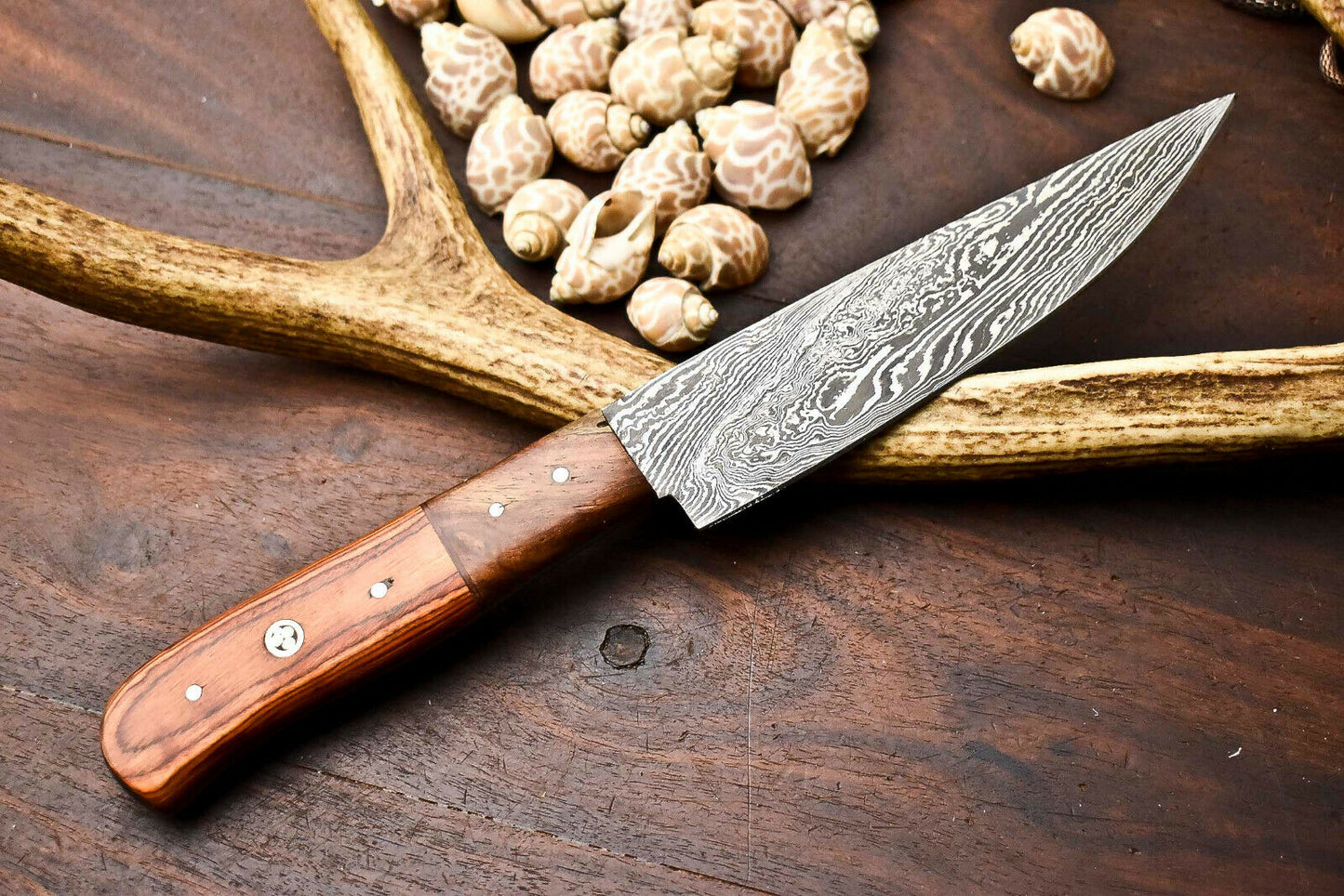 HS-280 Hand Made Damascus Steel Blade Chef Kitchen Full Tang Knife | Hard Wood