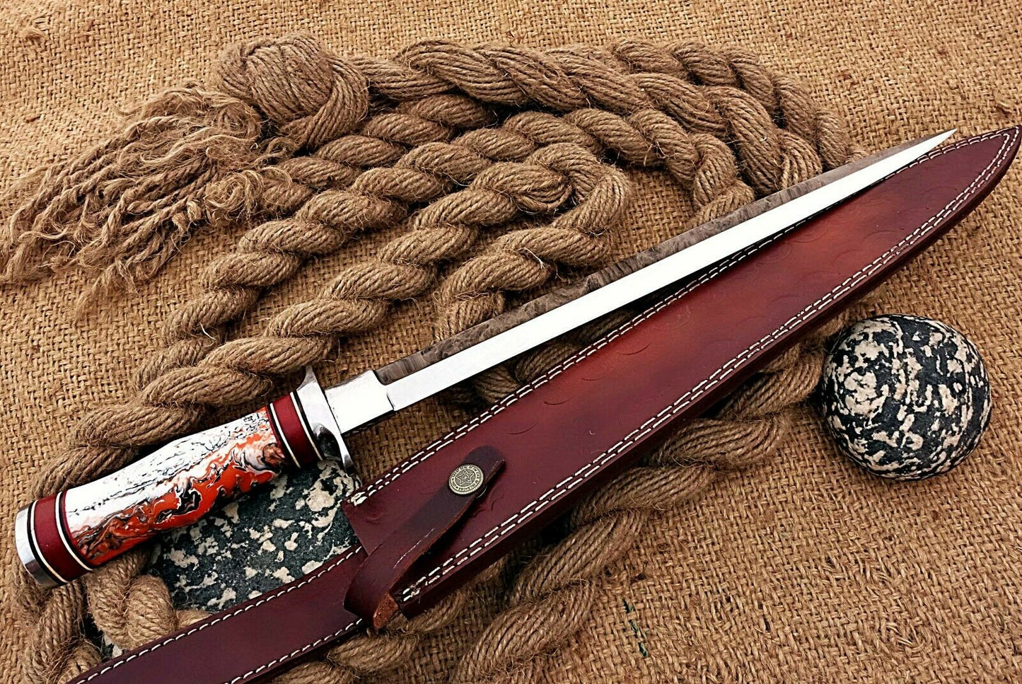 HS-1099 | Custom Handmade Steel D2 Fighter Hunting Combat Mini Sword knife With Resin Handle