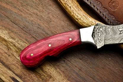HS-693 Cutlery | Custom Handmade Damascus Steel Skinner Knife - Beautiful Hard Wood Handle