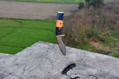 HS-880 Custom Handmade Damascus Kukri Knife With Hard Wood And Bone Handle