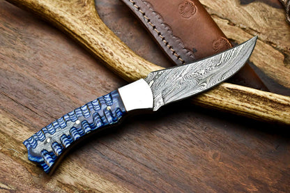 HS-646 Custom Handmade Damascus Hunting Skinning Blade Hunter Camping Full Tang Knife