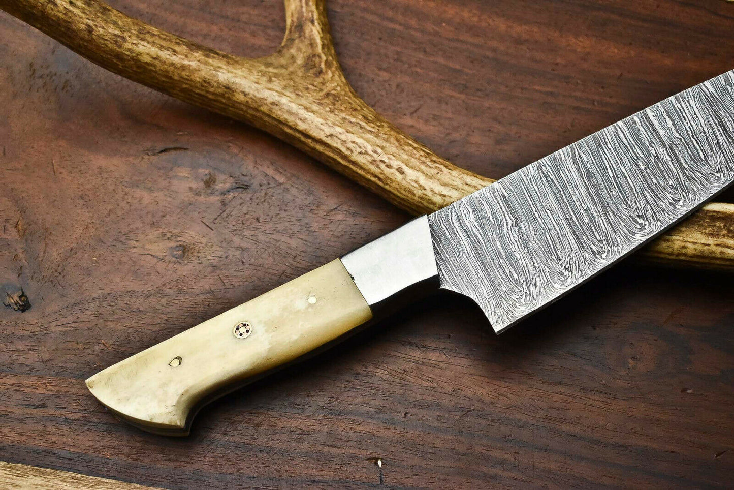 HS-267 Hand Made Damascus Steel Blade Chef Kitchen Full Tang Knife | Camel Bone best gift for mom