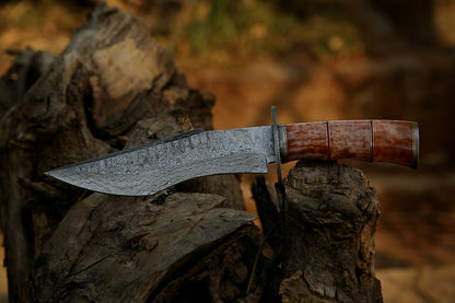 HS-305 Fixed blade Handmade Damascus Steel Hunting Knife, Dye Color Bone Handle,