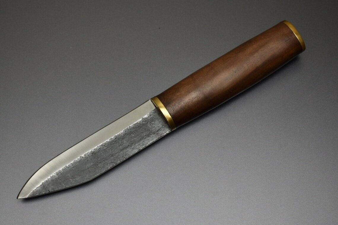 HS-426 | Custom Handmade Railroad Steel Hunting-BushCarft Puukko Knife - Beautiful Wood Handle