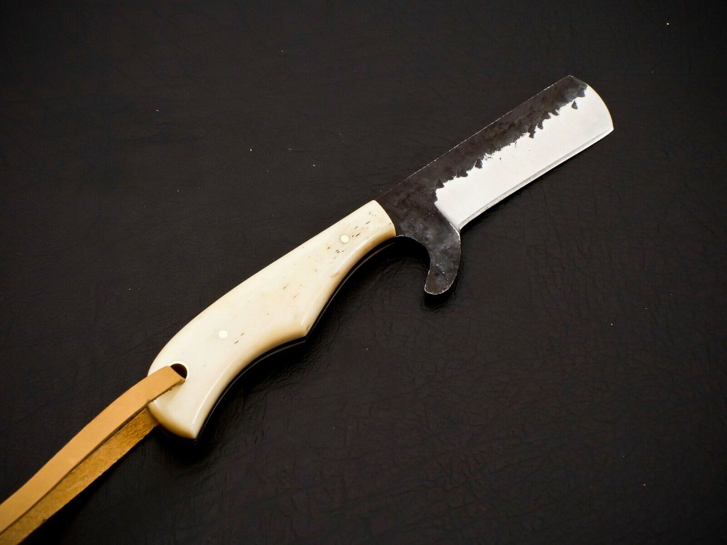 HS-952 Carbon Steel Cowboy Bull Cutter Knife – Full Tang, 6 Inch, Leather Sheath