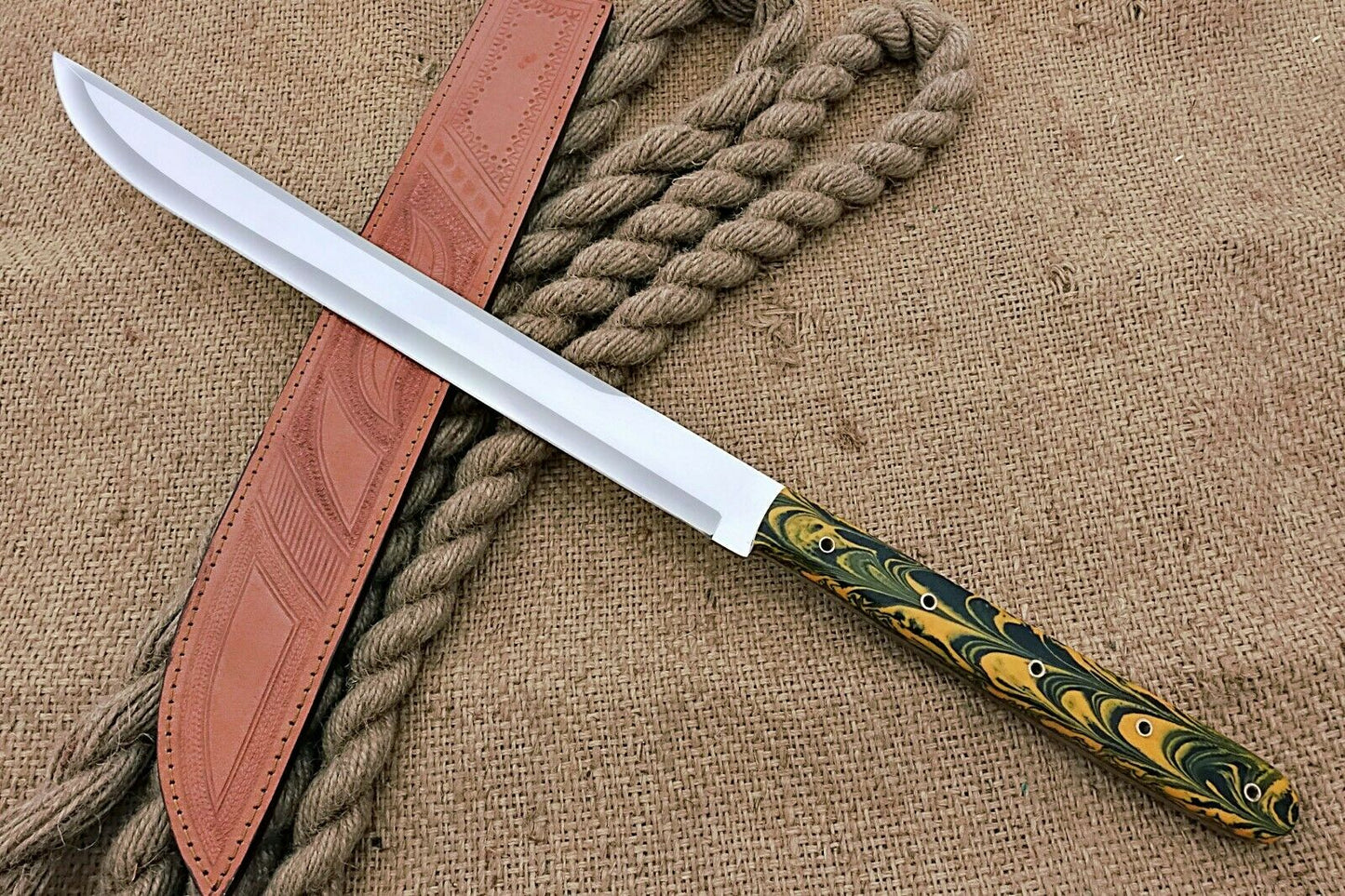 HS-1102 | Custom Handmade Steel D2 Fighter Hunting Combat Mini Sword knife With Resin Handle