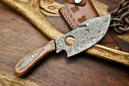 HS-637 Custom Handmade Damascus Hunting Skinning Blade Hunter Camping Full Tang Knife