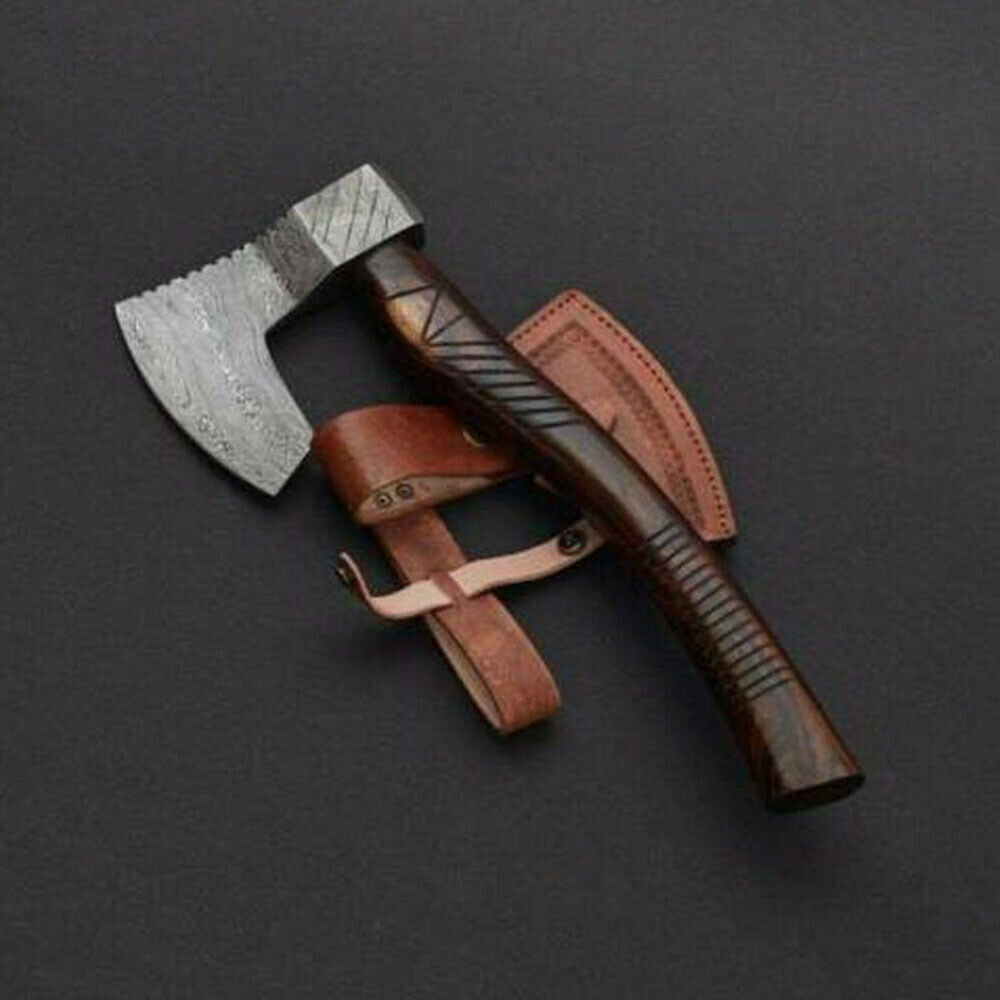 Handmade Damascus Steel Viking Axe – Rose Wood Handle | Hunting Axe | HS-1015