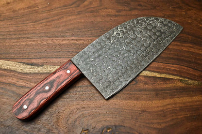HS-272 Hand Made Damascus Steel Blade Chopper Cleaver Knife Full Tang Knife | Hard Wood
