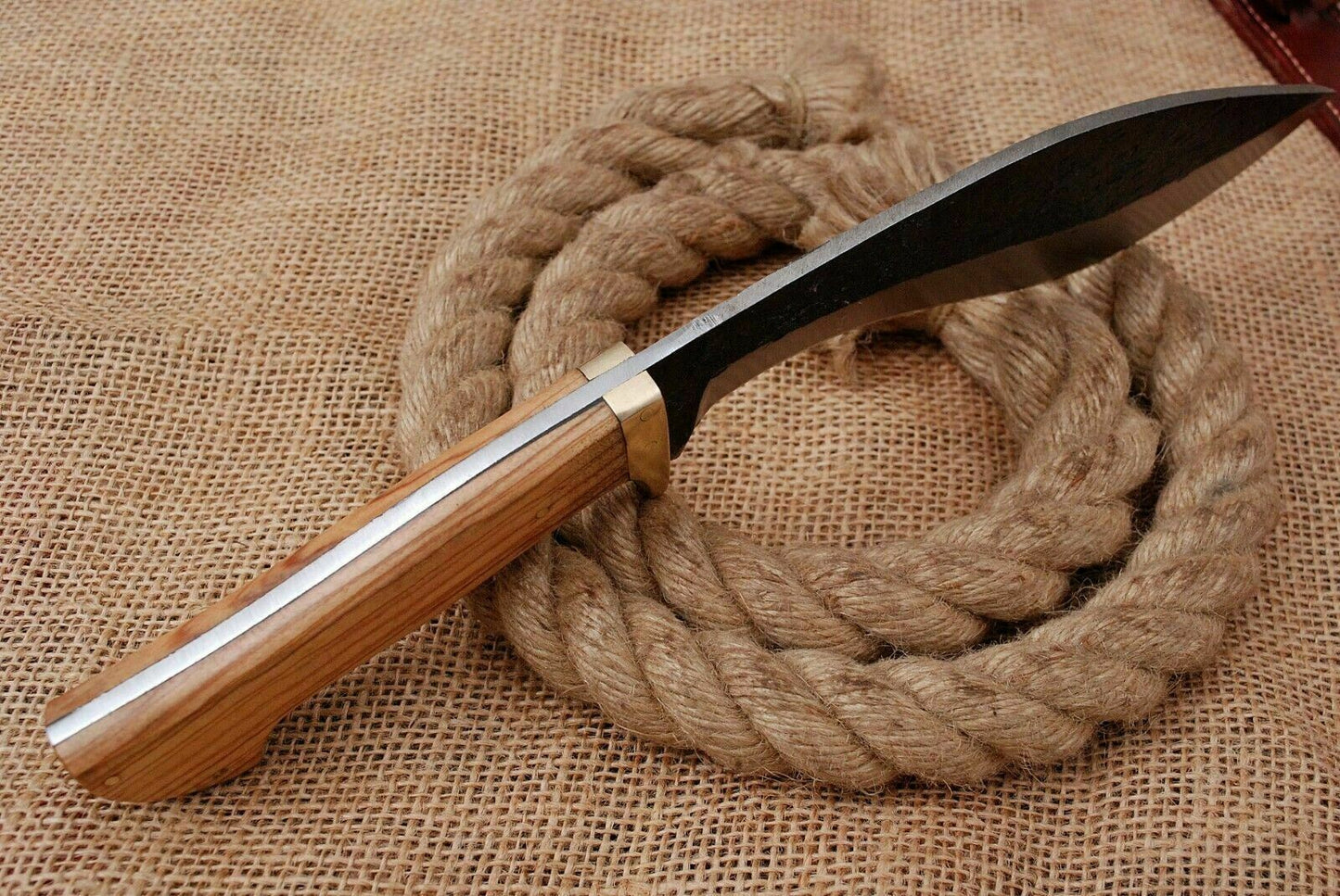 HS-879 Custom Handmade Railroad Steel Hunting-Kukri knife With Wood Handle