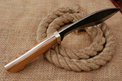 HS-879 Custom Handmade Railroad Steel Hunting-Kukri knife With Wood Handle
