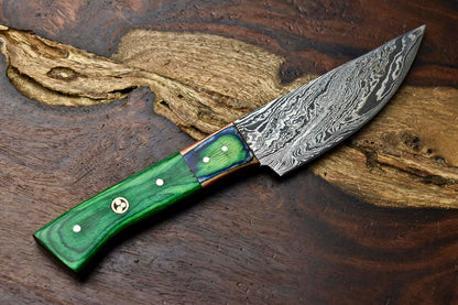 HS-609 Hand Made Damascus Steel Blade Chef Kitchen Full Tang Knife | HARD WOOD