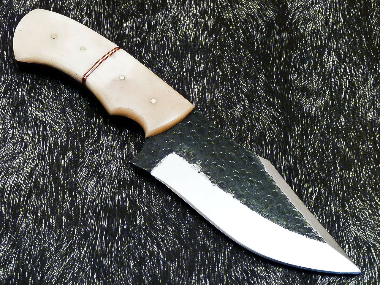 HS-579  Custom Hand Forged Railroad Spike Carbon Steel 8.5" Skinning Knife BONE