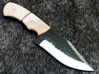 HS-579  Custom Hand Forged Railroad Spike Carbon Steel 8.5" Skinning Knife BONE