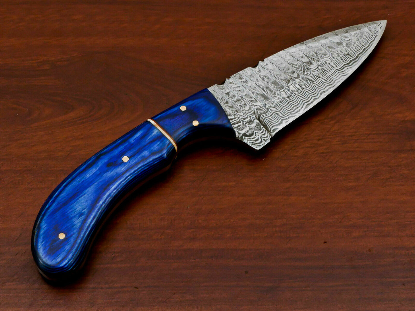HS-565 HANDMADE DAMASCUS CUSTOM PAKKA WOOD HANDLE SKINNING CAMPING KNIFE