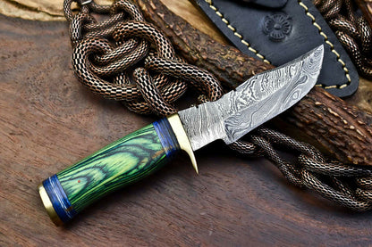 HS-711 Custom Handmade Damascus Steel Skinner Knife - Beautiful Hard Wood Handle