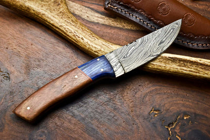 HS-622 Handmade Damascus Skinning Blade Camping Full Tang Knife