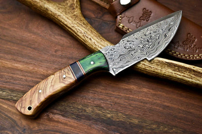 HS-921 Custom Handmade Damascus Steel Tracker Knife - Beautiful Wood Handle