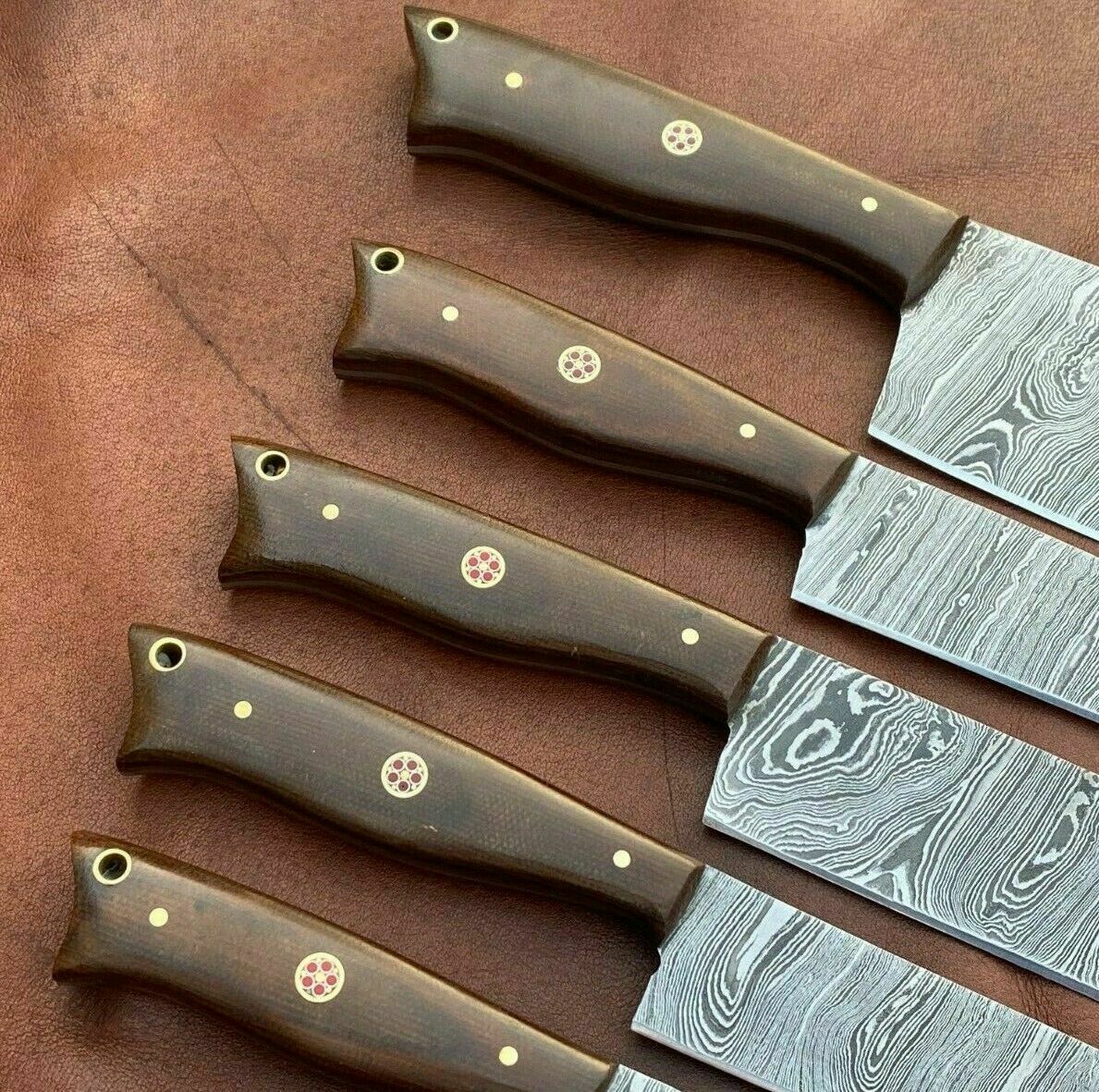HS-147 '' HANDMADE DAMASCUS STEEL CHEF KITCHEN KNIVES SET