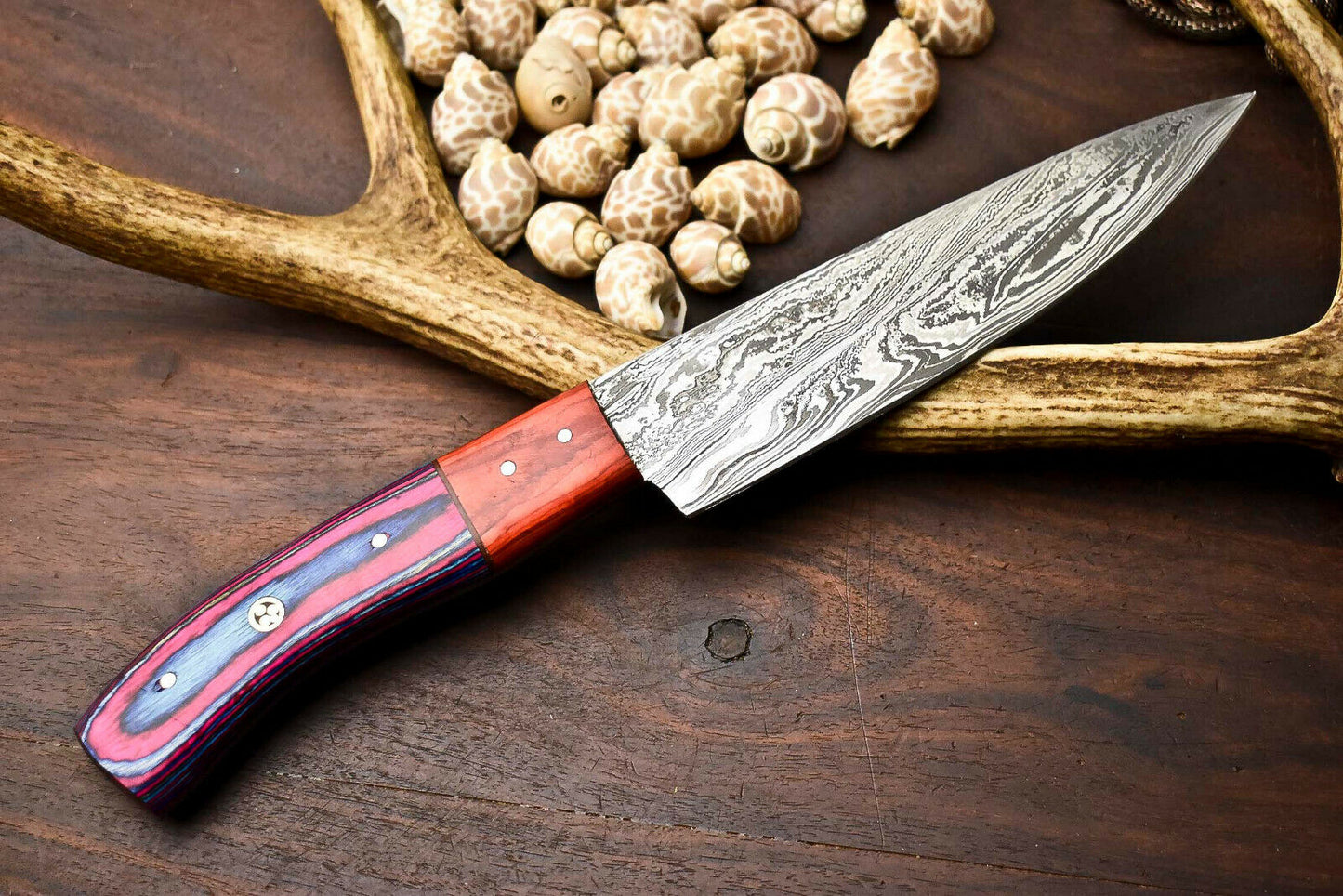 HS-282 Hand Made Damascus Steel Blade Chef Kitchen Full Tang Knife | Hard Wood