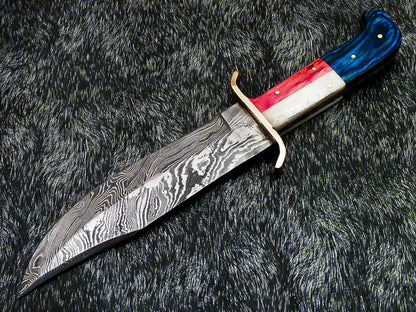 HS-379 '' Custom Hand Forged Damascus Steel 12" Bowie Hunting Knife BONE / WOOD