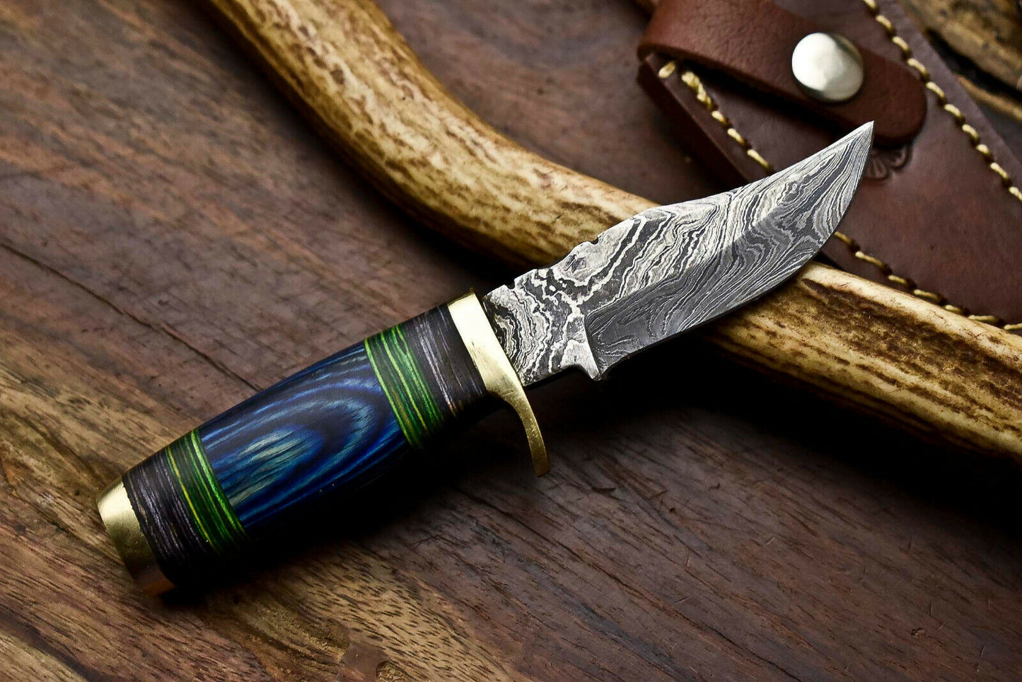 HS-676 Custom HandMade Damascus Steel Blade Hunting Miniature Knife | HARD WOOD