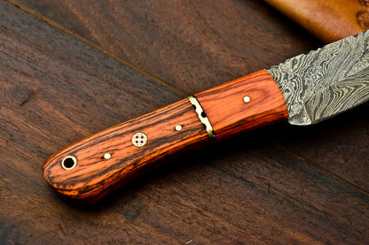 HS-607 Custom Handmade Damascus Hunting Skinning Blade Hunter Camping Full Tang Knife