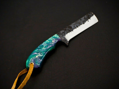 HS-956 Carbon Steel Cowboy Bull Cutter Knife – 7.5 Inch, Resin Handle, Leather Sheath
