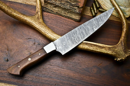 HS-261 Hand Made Damascus Steel Blade Chef Kitchen Full Tang Knife | WALNUT WOOD
