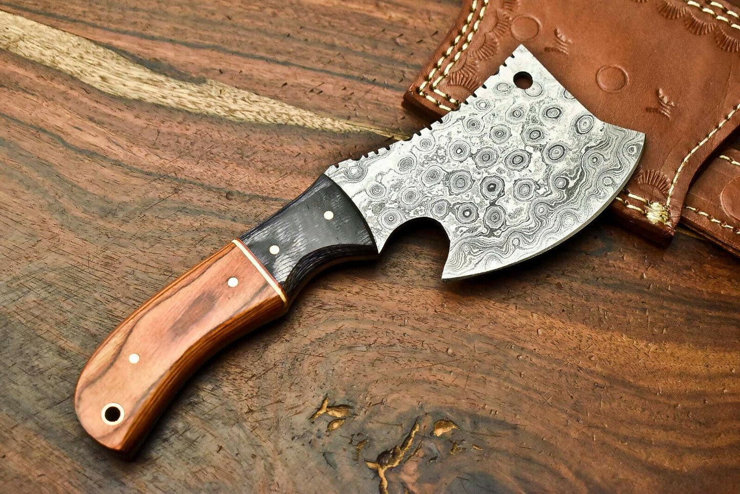 HS-1051 Handmade Damascus Mini Axe  Blade Camping Full Tang Axe Beautiful Handle